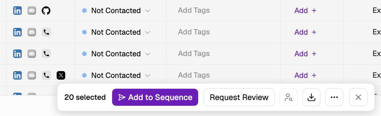 Add Profiles: Add to Sequnce (from Shortlist)