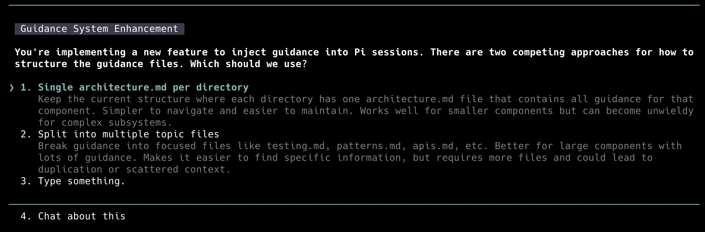 Structured question prompt