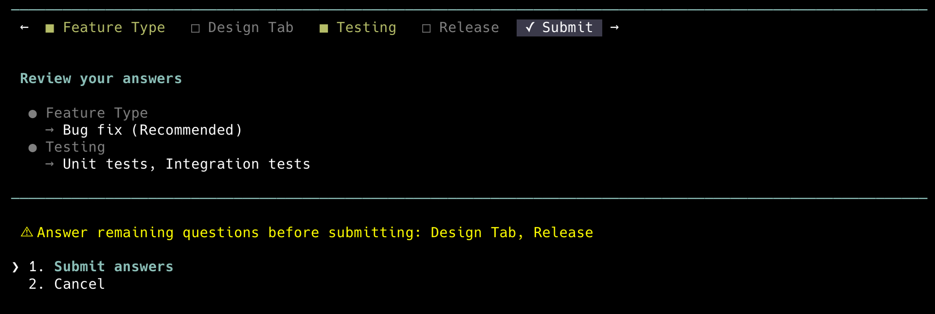 Submit tab review