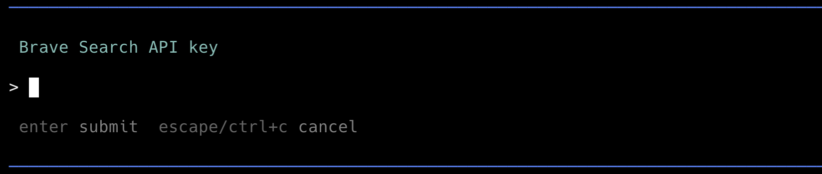 Brave Search API key prompt