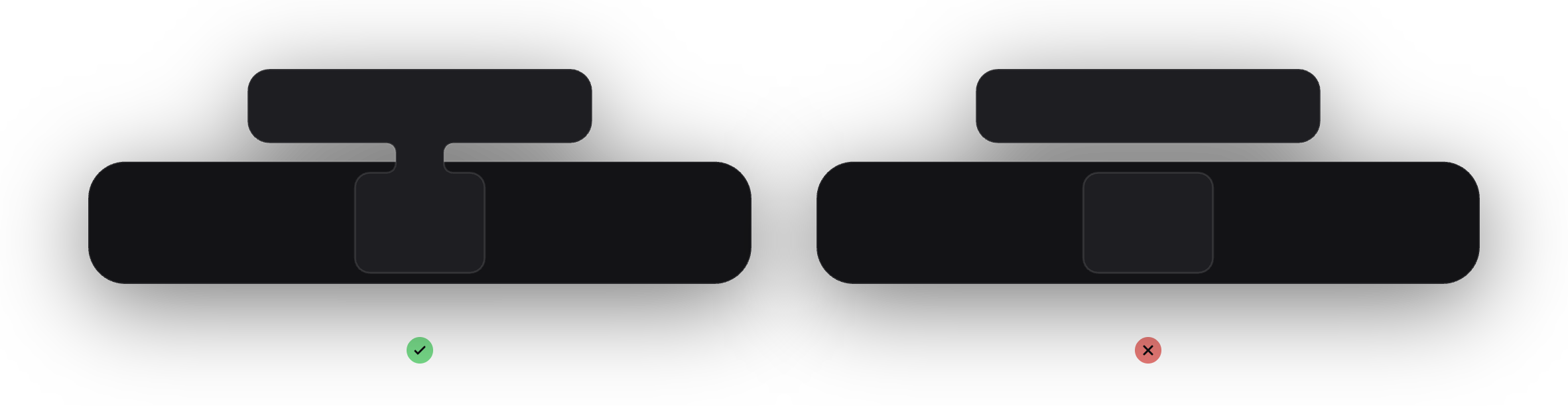 The panel connected to its tab, beside the same panel floating free of it