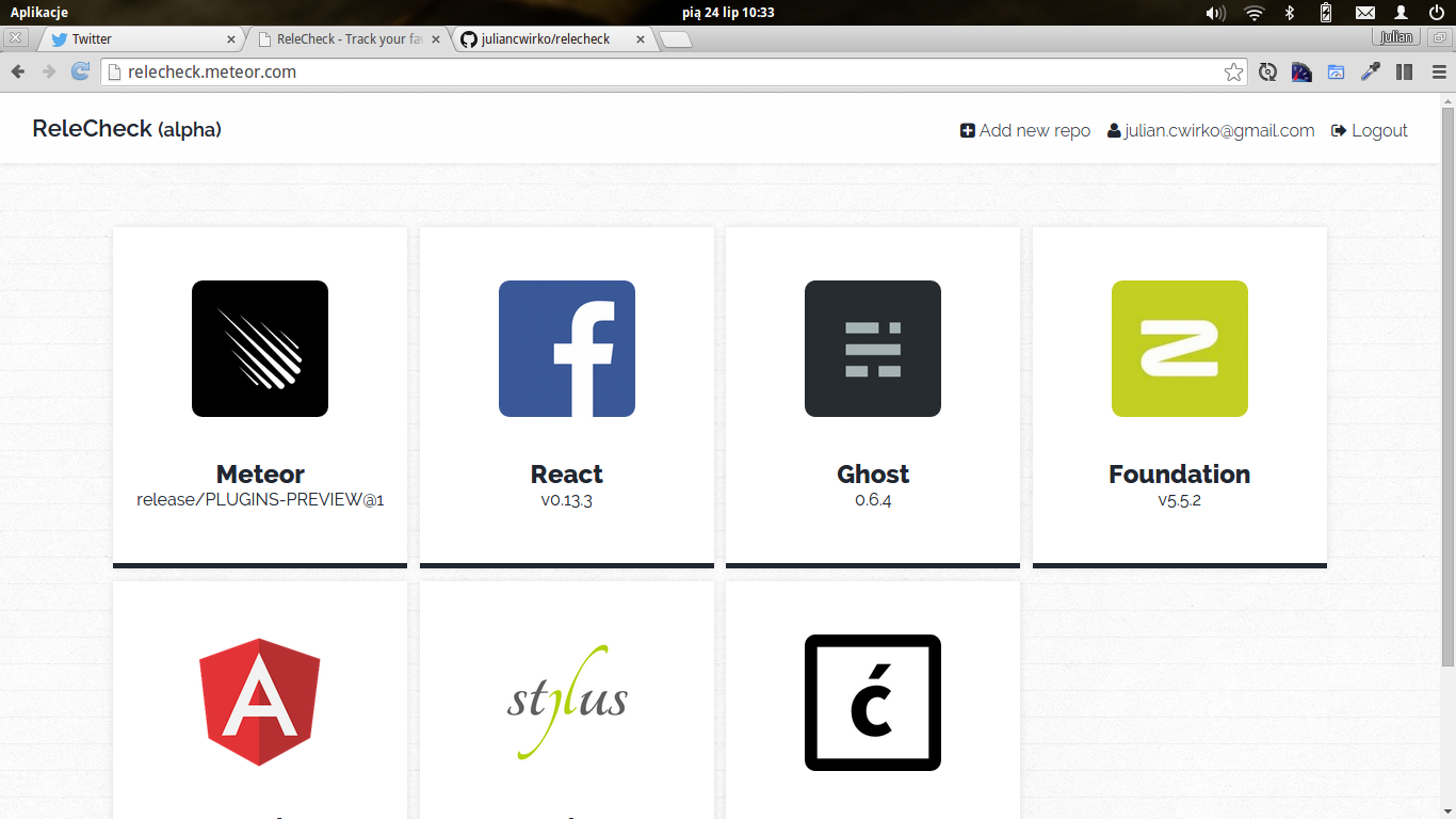 GitHub - juliancwirko/relecheck: Track your favourite app updates on GitHub