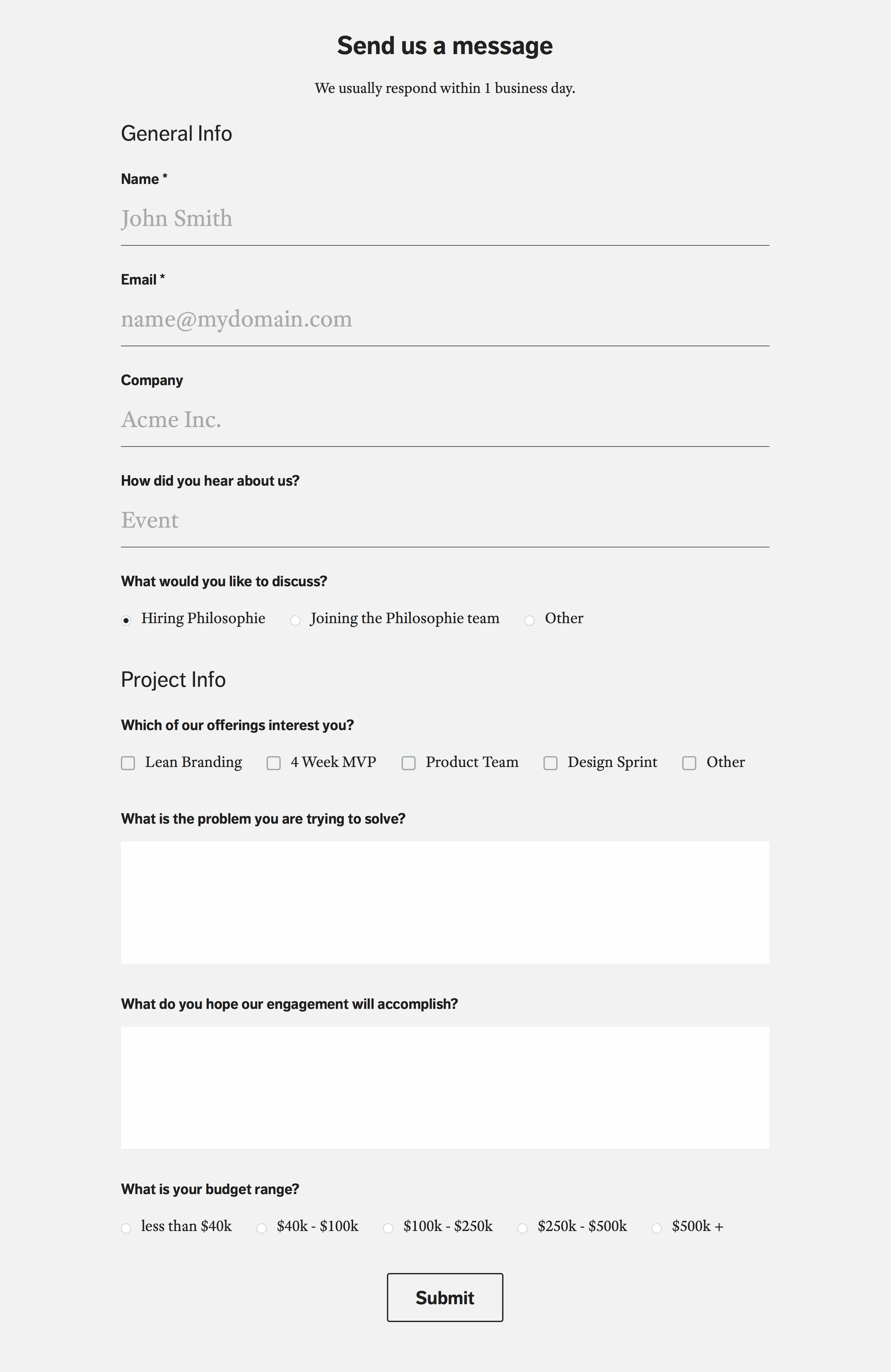 Example Contact Form - Web