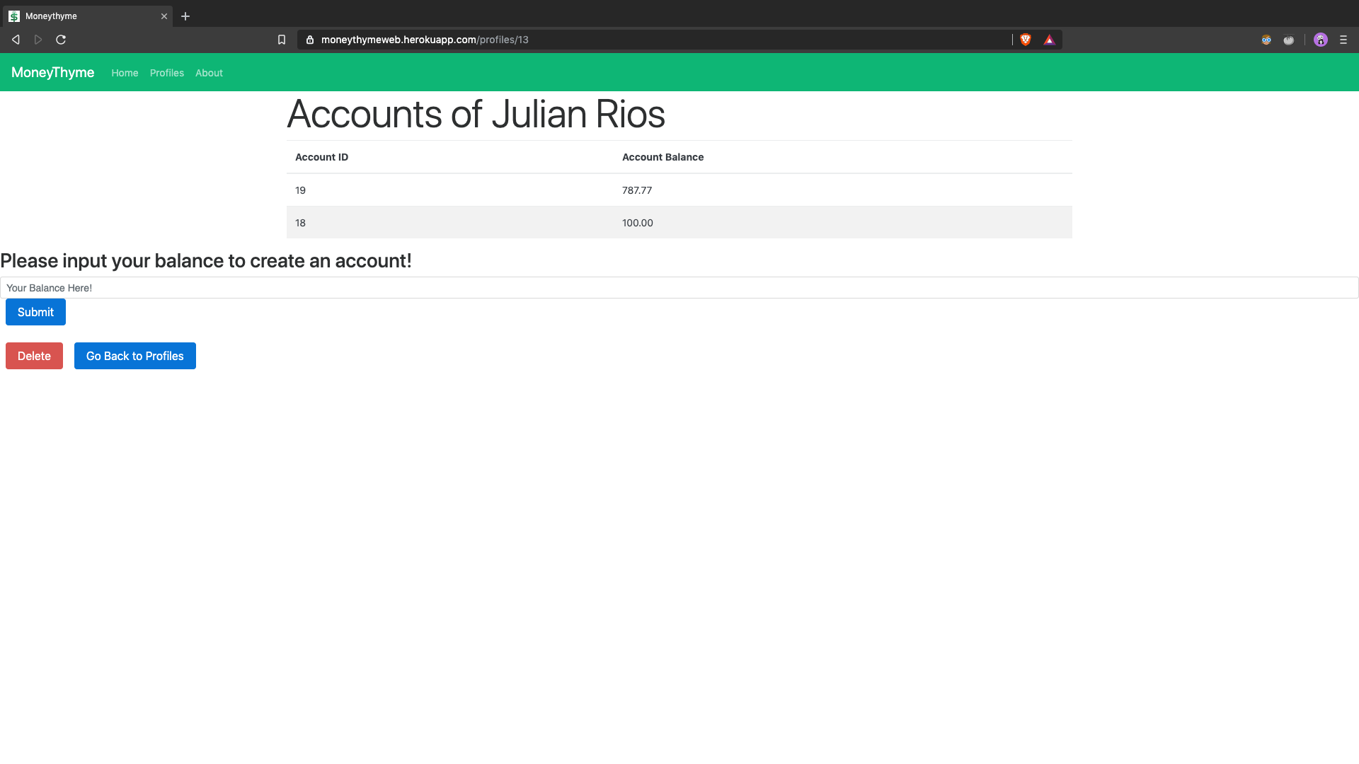 Account Page