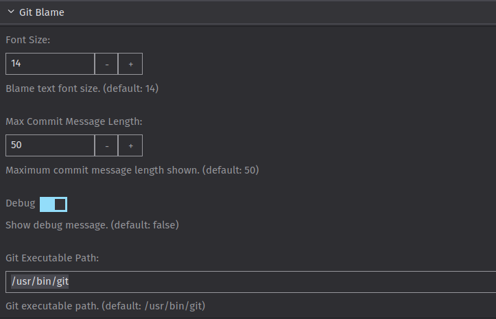 Gitblame Settings UI