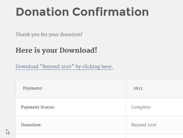 GIVE-RA Attachment link on Donation Confirmation page