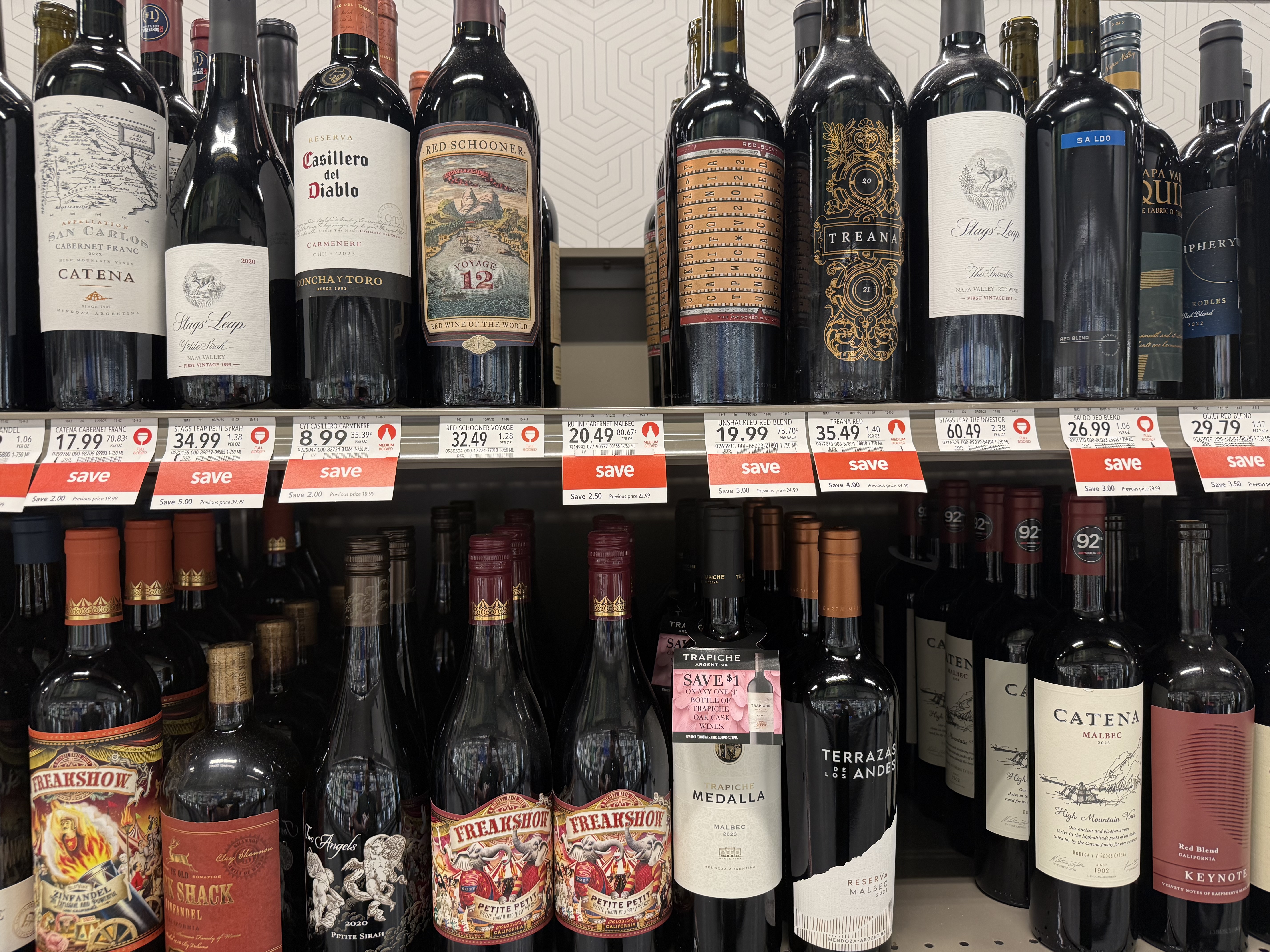 Grocery store wine shelf - complex OCR test case