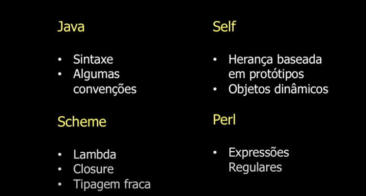 Linguagens que influenciaram Brendan na criação do JS