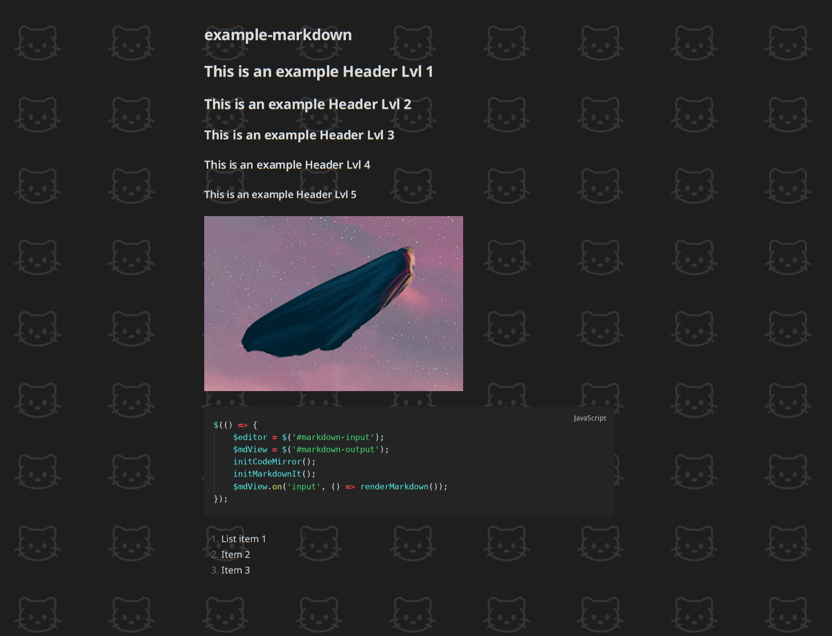 Example with default settings