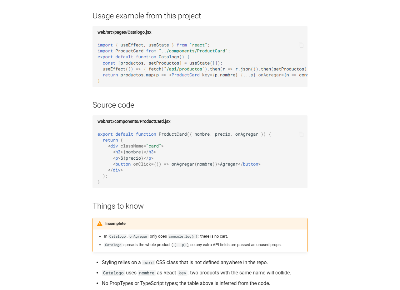 SnapDoczilla component page: real usage example and real source code