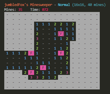 A game of terminal minesweeper