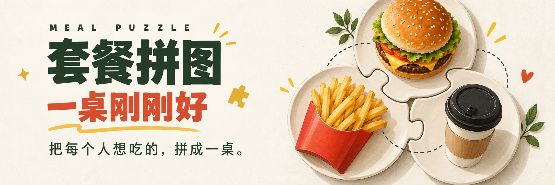 套餐拼图 · 一桌刚刚好：把每个人想吃的，拼成一桌。
