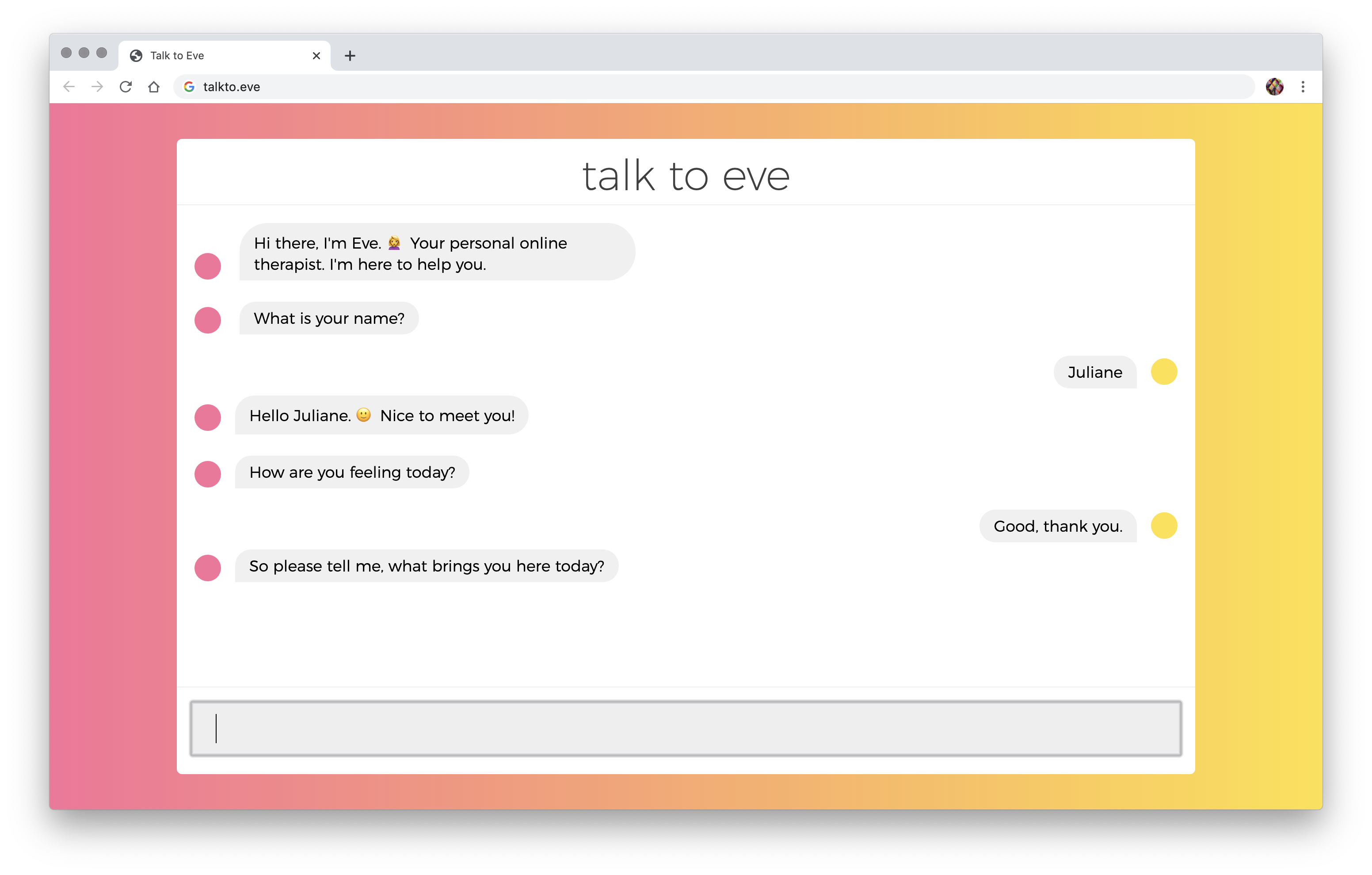 talk to eve application