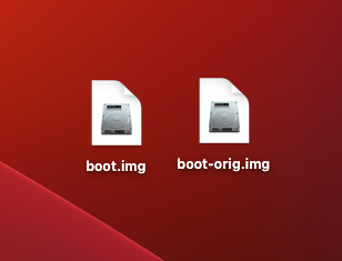 Screenshot of boot.img and boot-orig.img files as shown on desktop