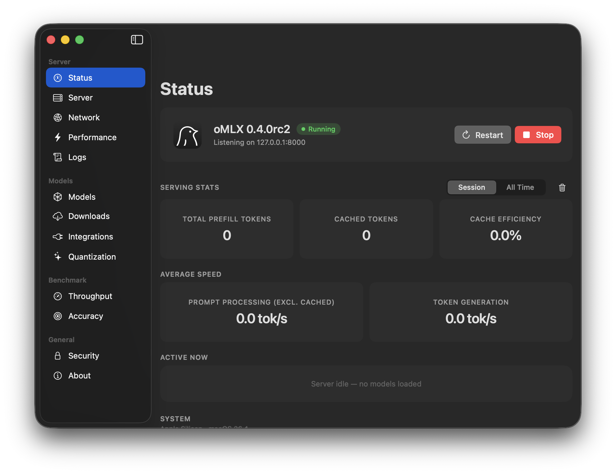 oMLX 0.4.0rc2 dark mode screenshot