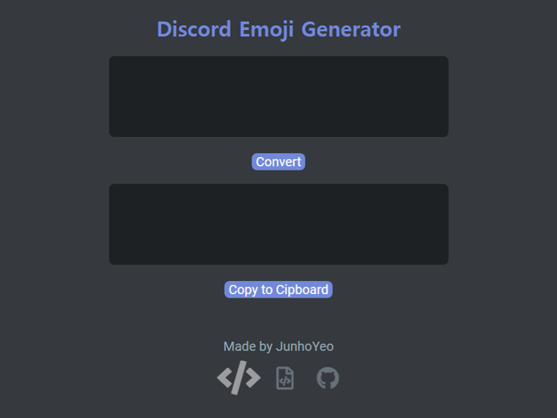 screenshot of web Discord Emoji Generator