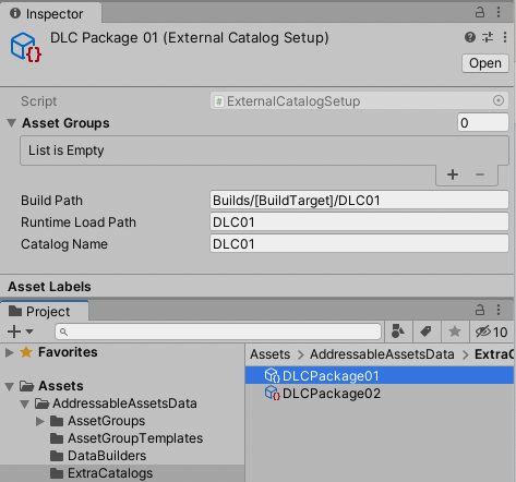 Set external catalog properties