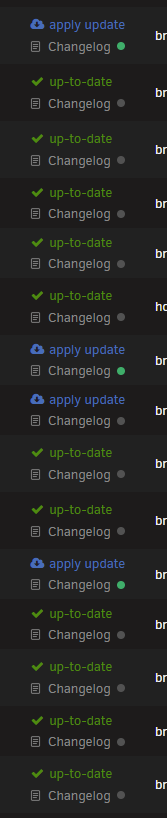 A Changelog chip on every container in the Docker tab