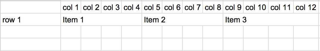 Spreadsheet grid layout