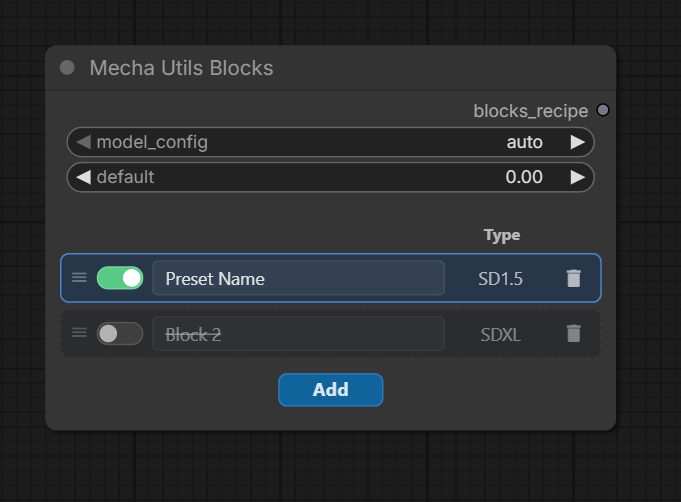 Mecha Utils Blocks node