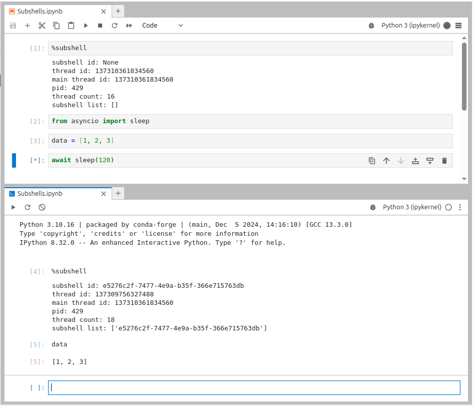 The subshell console