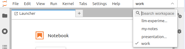 The workspace indicator in the open state