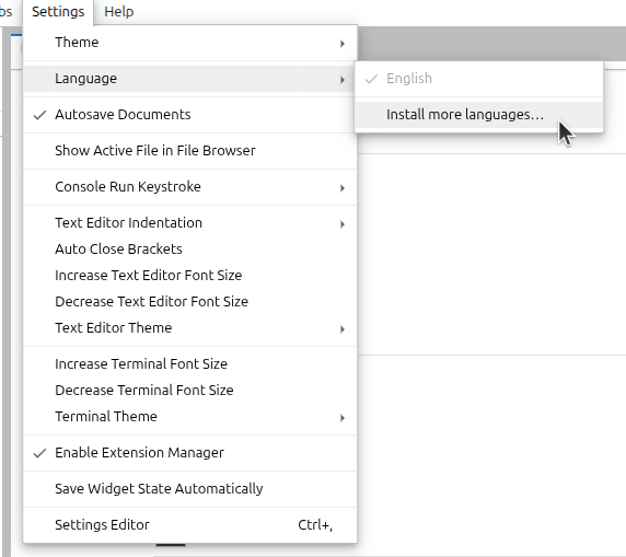 Install more languages entry in Languages menu
