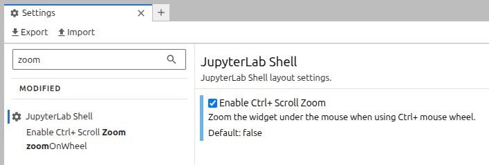 Zoom on ctrl + scroll setting