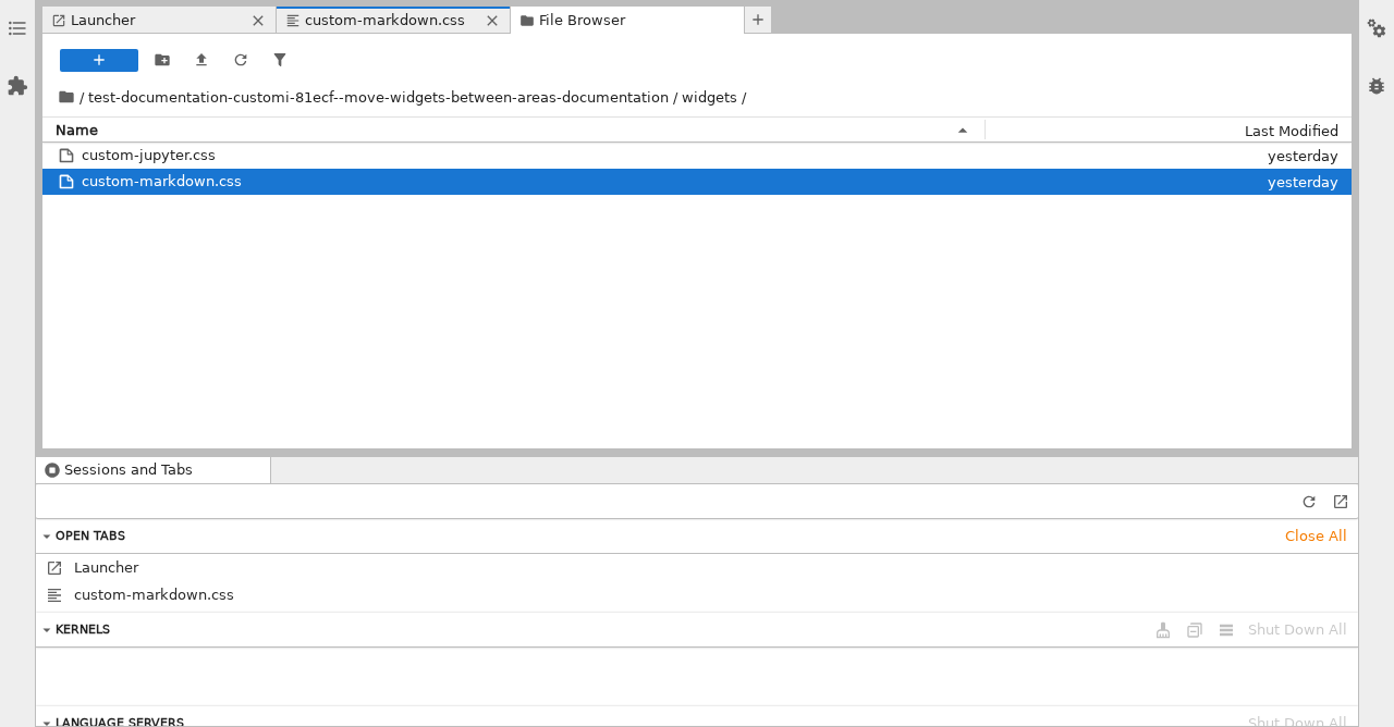 The File Browser moved into the main area.