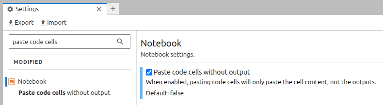 Setting to paste code cells without outputs