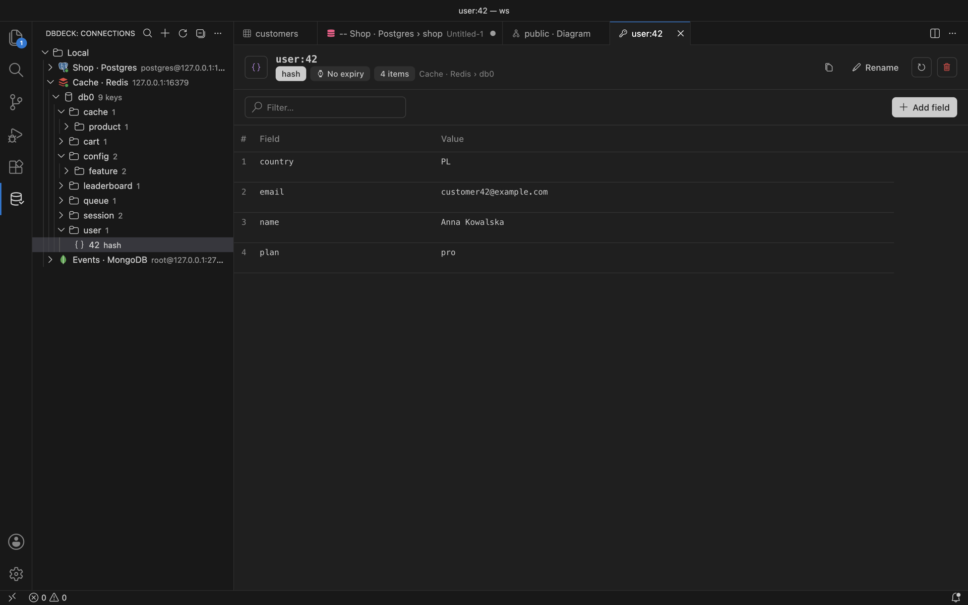 Redis key browser and hash editor