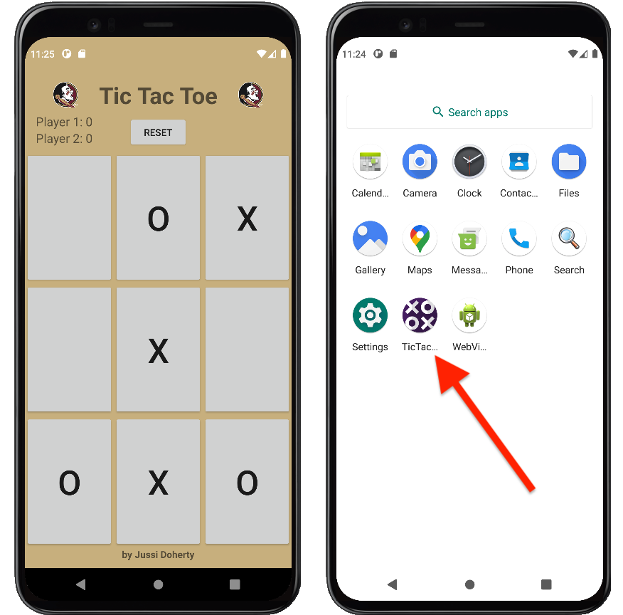 screenshot of tictactoe