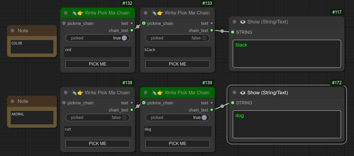 write pick me chain