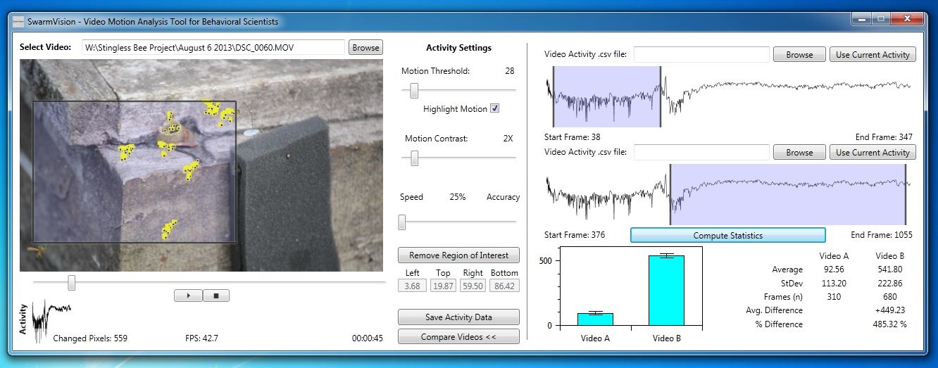 SwarmSight Compares Videos Motion Screenshot