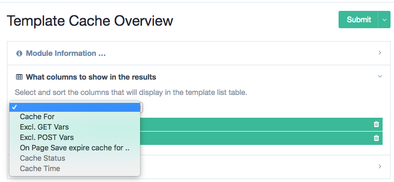 Screenshot of the module's configuration settings