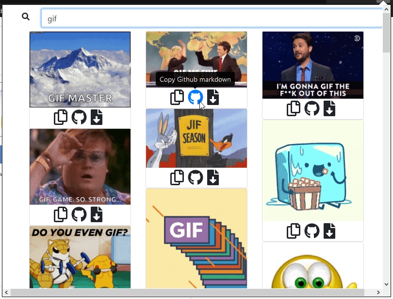 Screenshot of Jiff Gif search - Light Theme