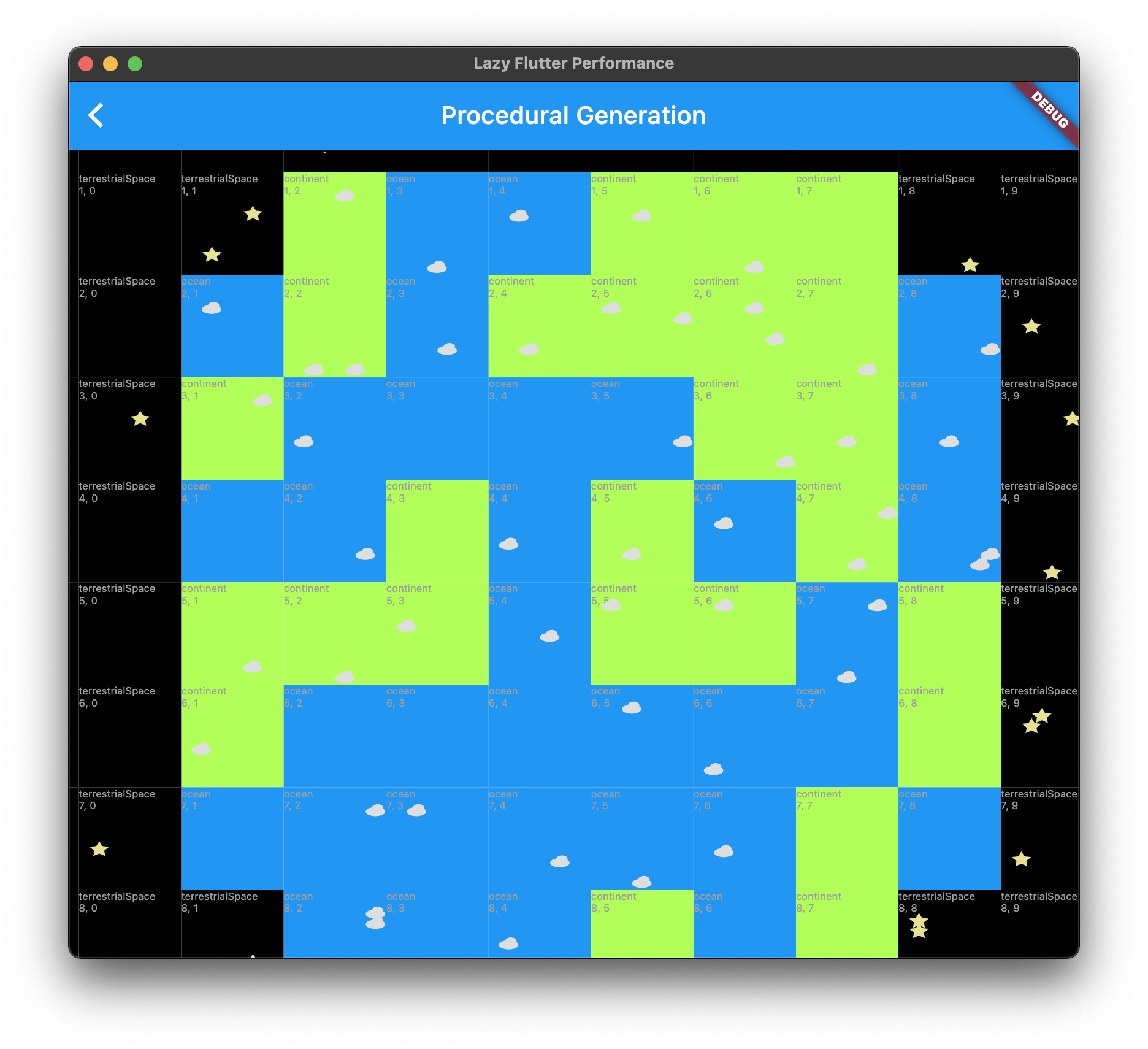 Screenshot of procedural generation demo