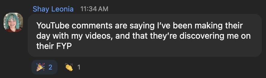 Shay — YouTube comments saying her videos are making their day