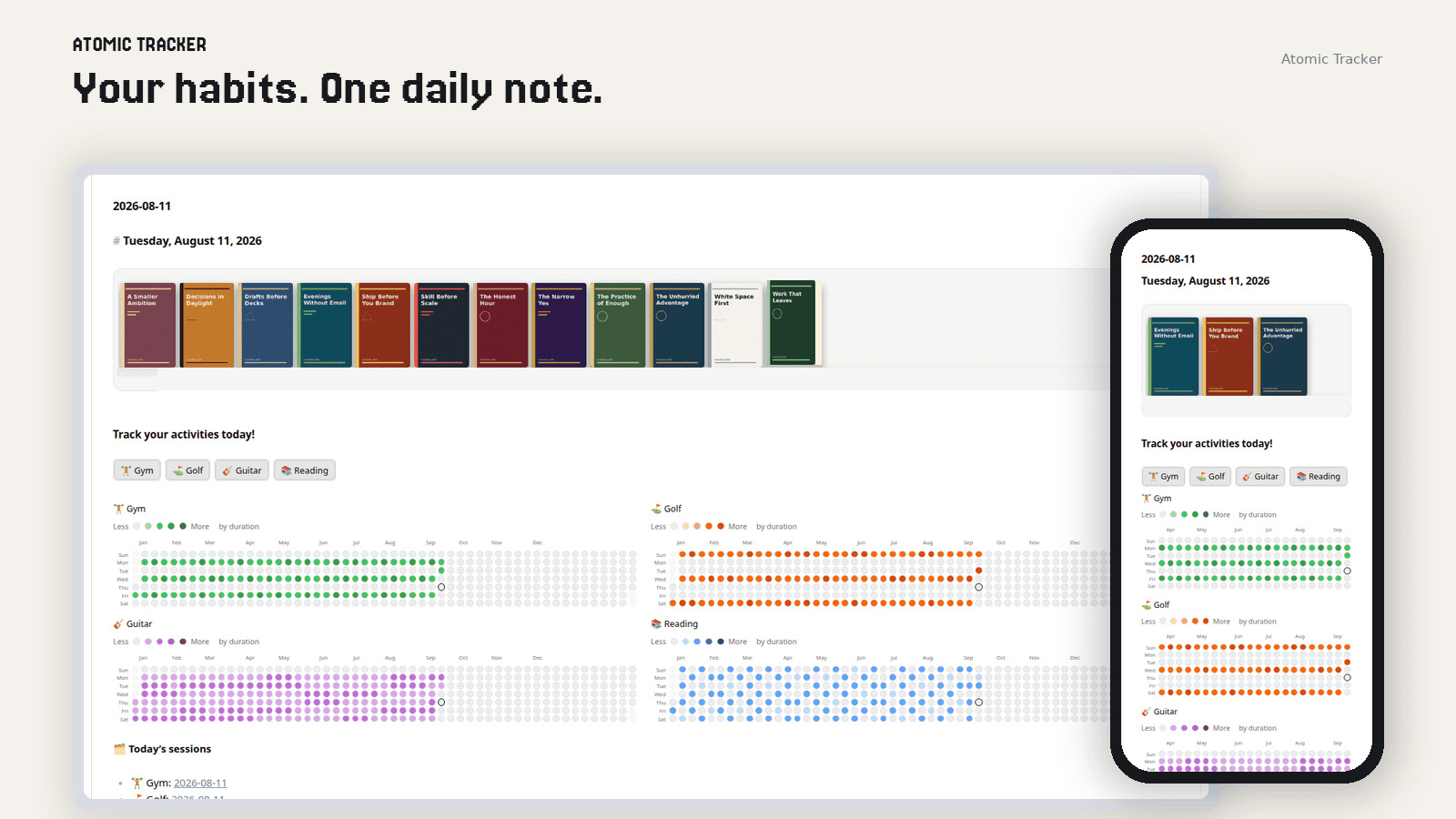 Atomic Tracker on desktop and mobile