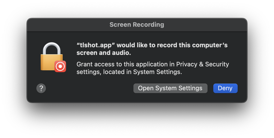 Popup about screen recording