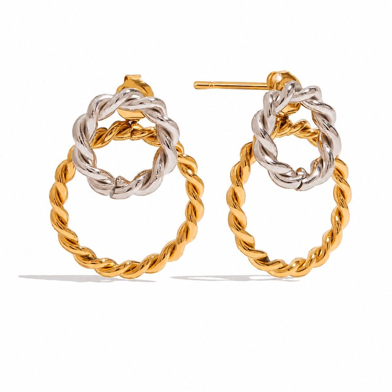 Dual Tone Twisted Earrings
