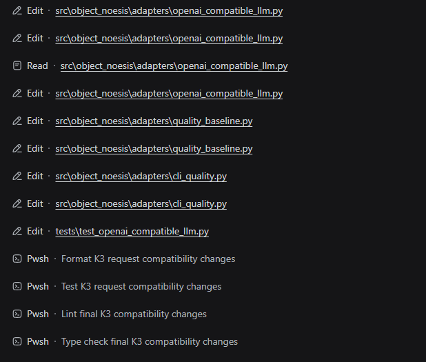 After installation: Edit, Read, and Pwsh complete a multi-step development workflow