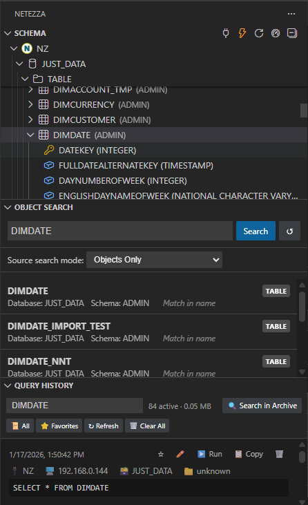 Schema Browser Context Menu