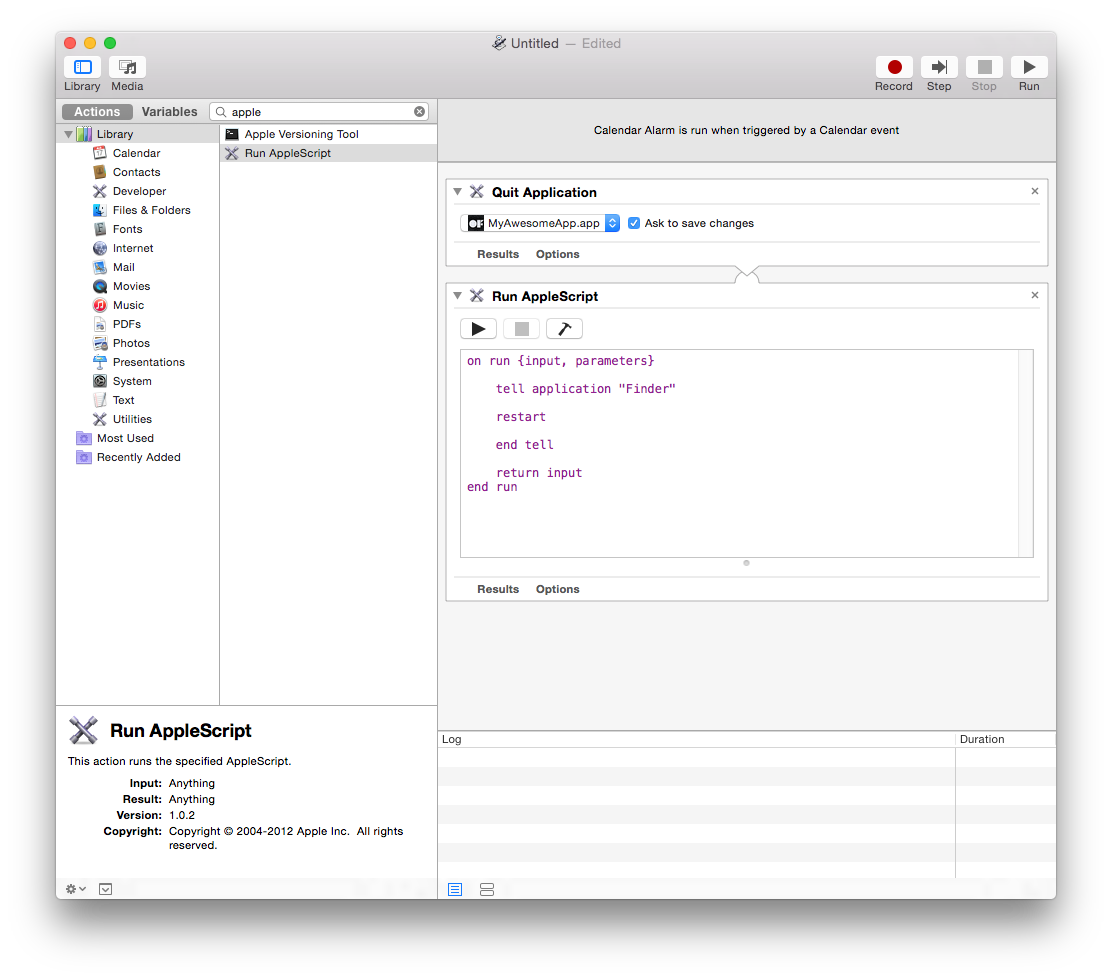 Automator Shell Script