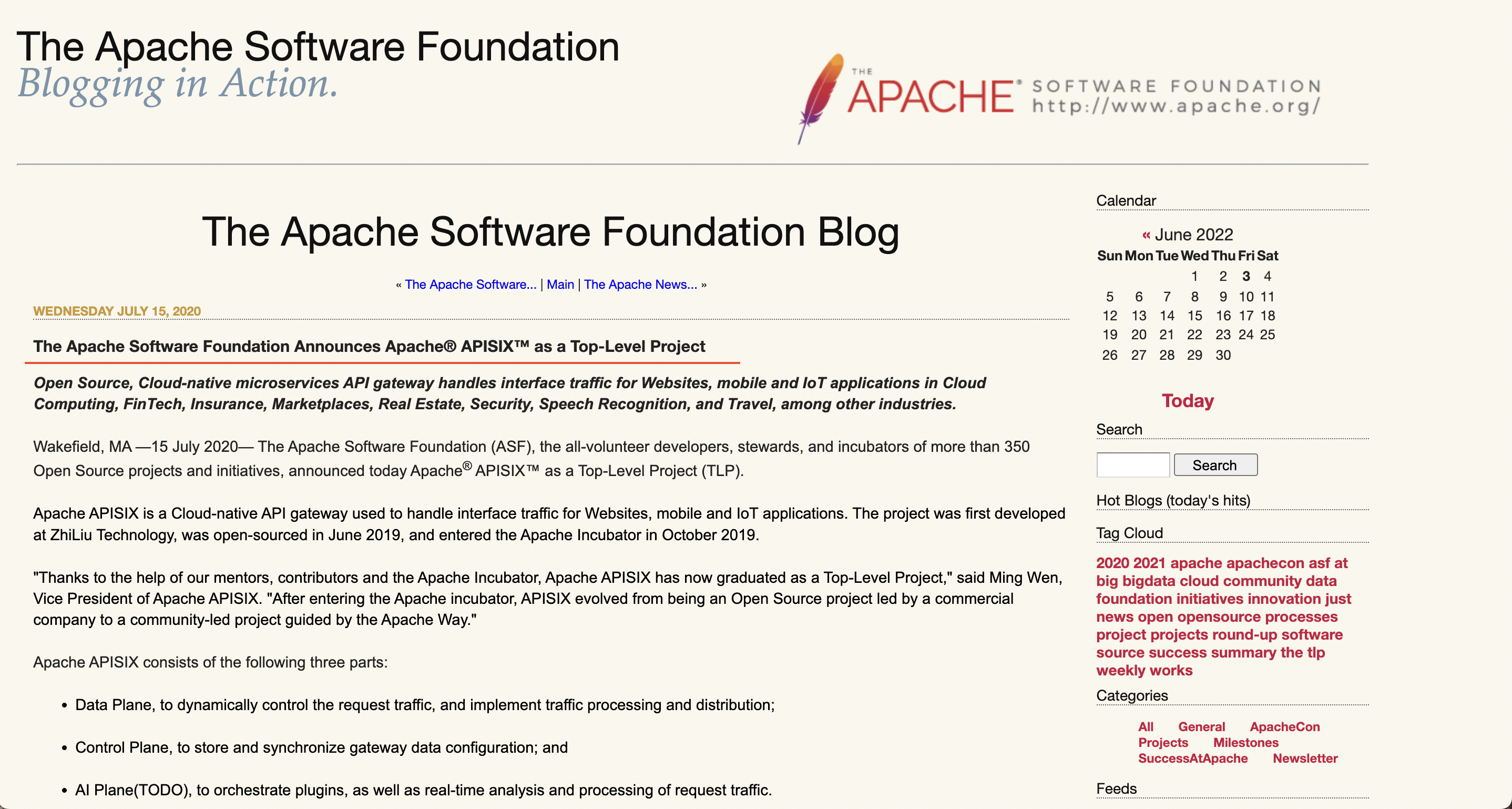 Apache 软件基金会博客