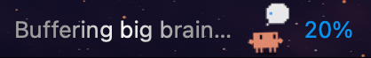 Menu bar label: activity text, Clawd icon, and usage percentage