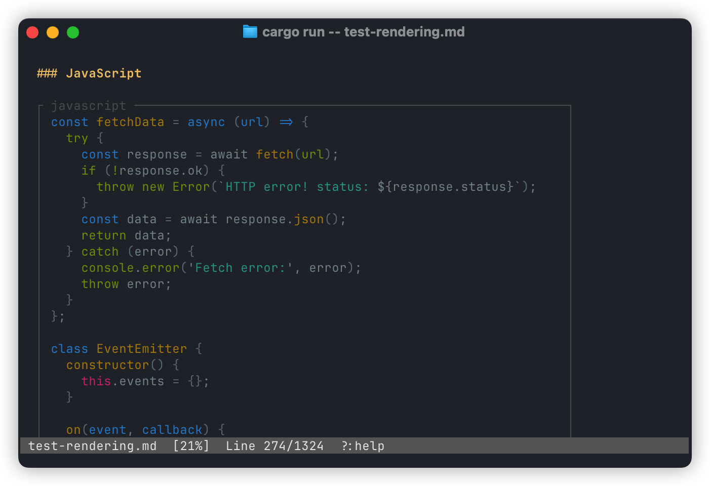Code syntax highlighting