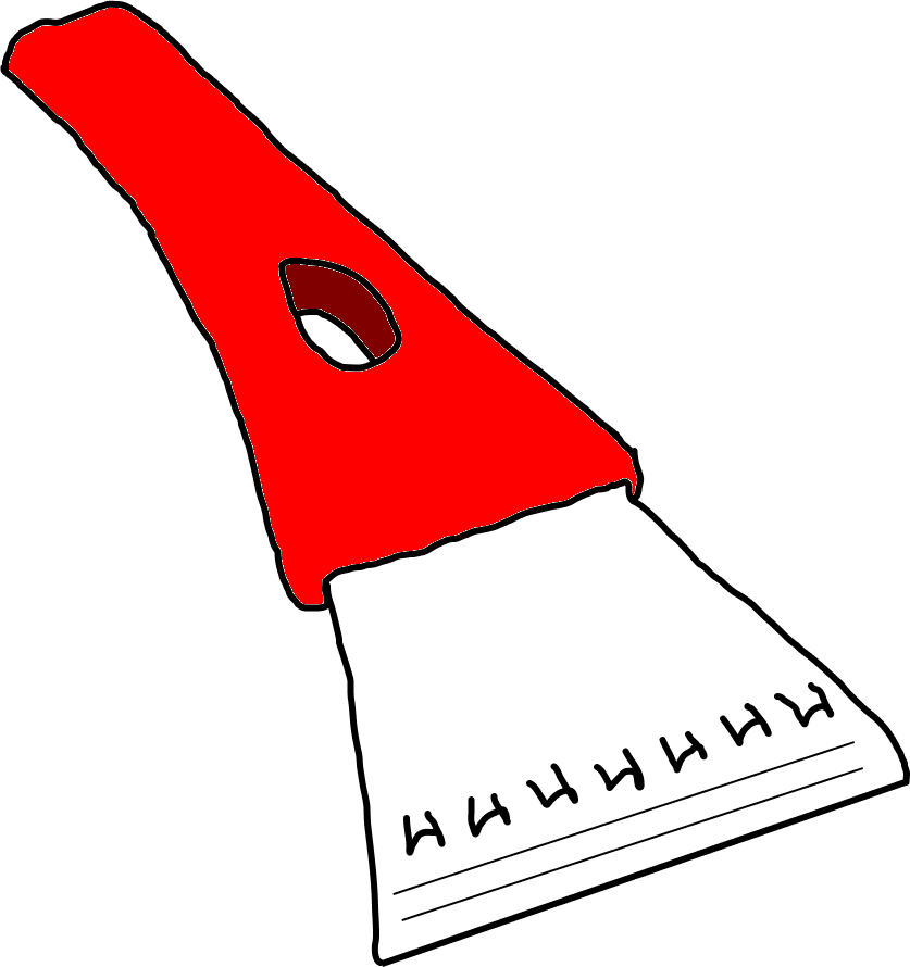 Badly hand-drawn ice scraper used as a logo