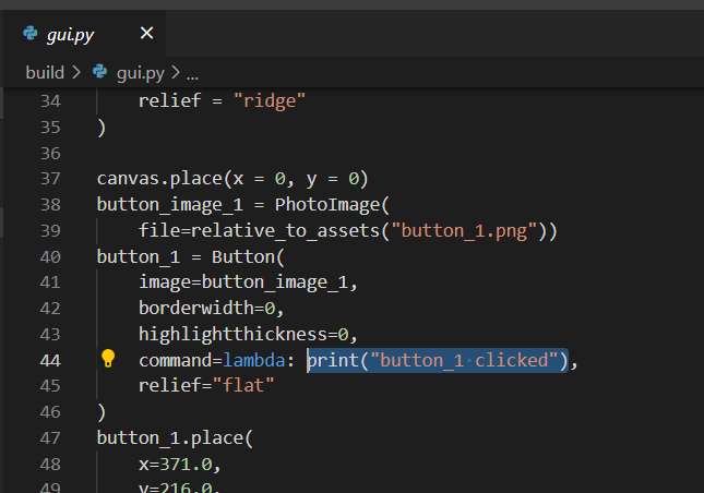 shows where the command lambda line is in gui.py Button objects