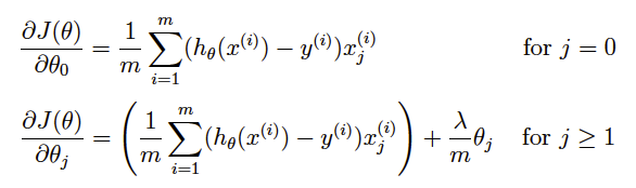 Regularized linear regression gradient